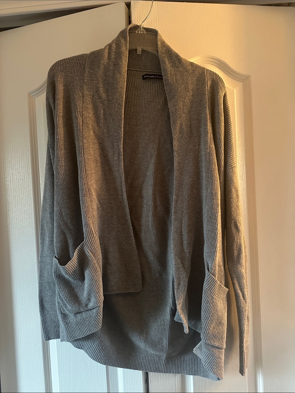 Abercrombie & Fitch Gray Open-Front Knit Cardigan